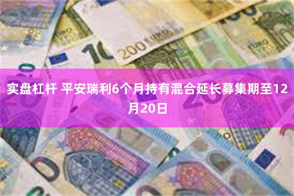 实盘杠杆 平安瑞利6个月持有混合延长募集期至12月20日